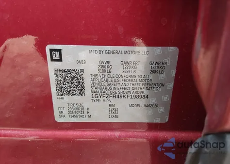 2019 Cadillac Xt4 Sport z USA, uszkodzony, nr VIN 1GYFZFR49KF198984